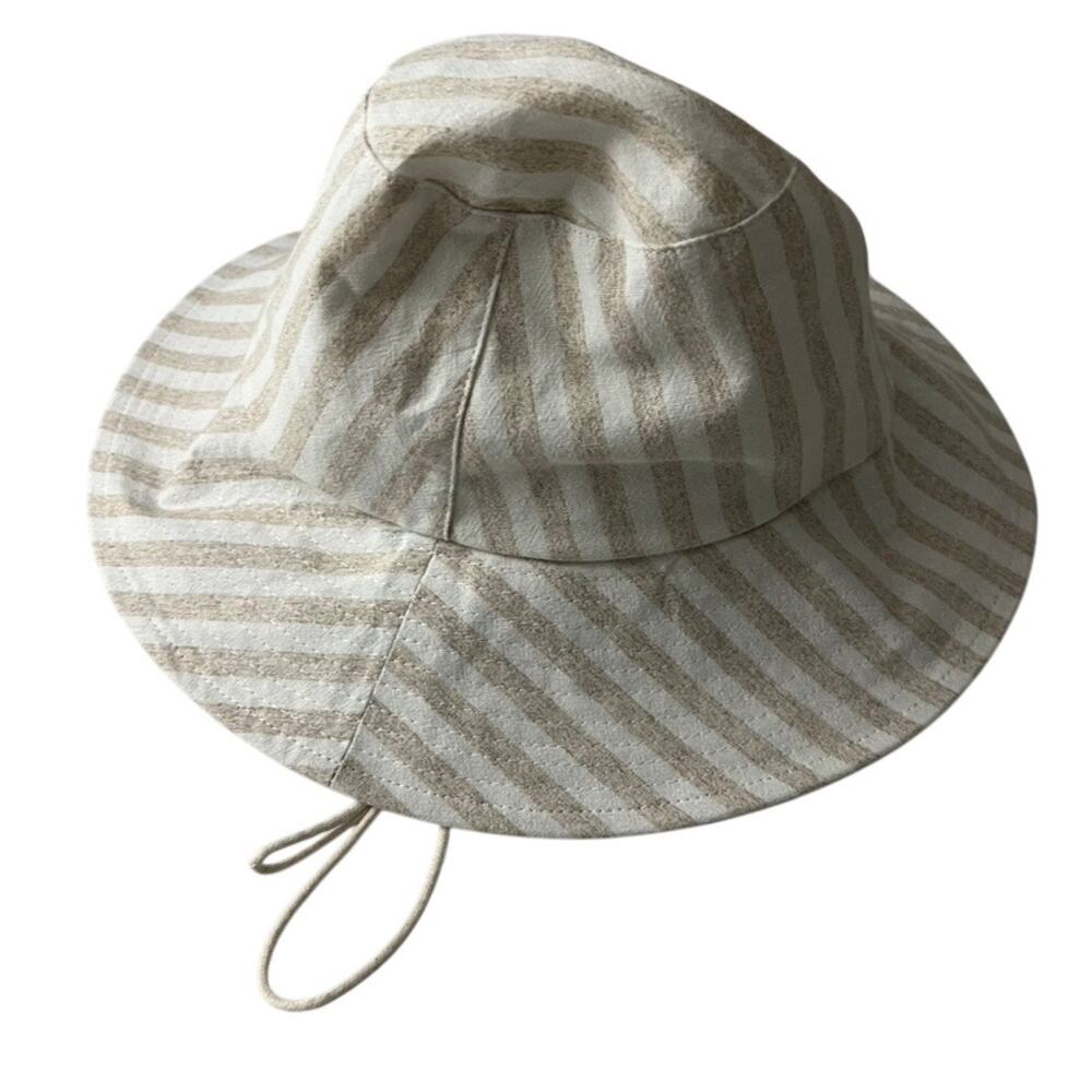 Wyeth Cotton Linen Stripe Bucket Hat Women One Size NEW